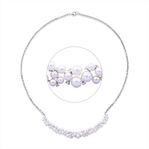 Collier  18kt Weißgold mit 0,08ct Diamanten