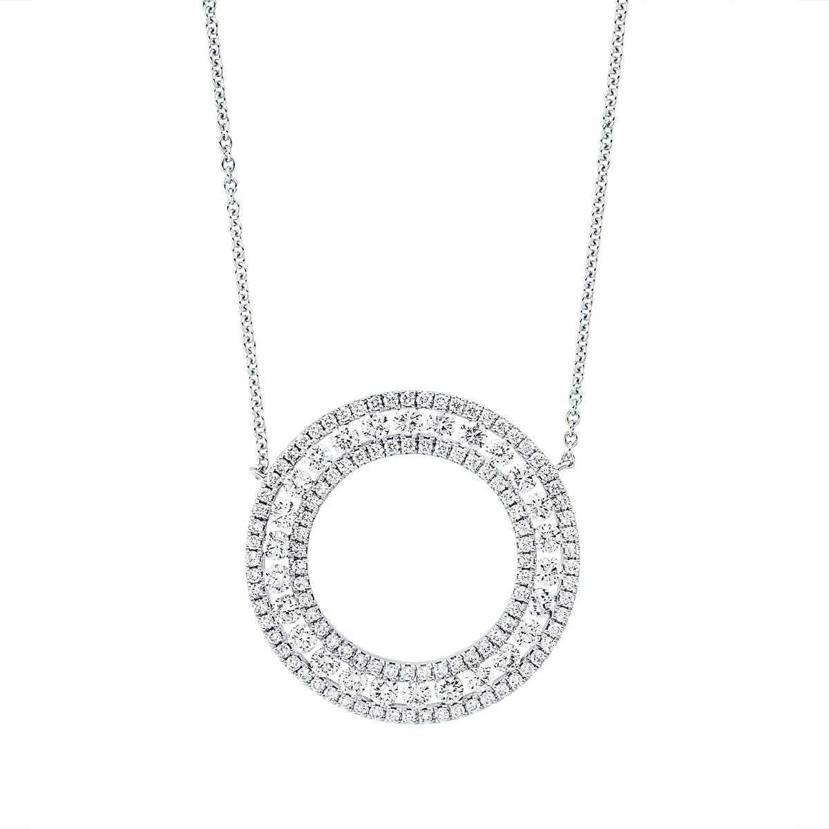 Collier  18kt Weißgold mit ZÖ 40 cm + 43 cm Kreis mit 1,77ct Diamanten