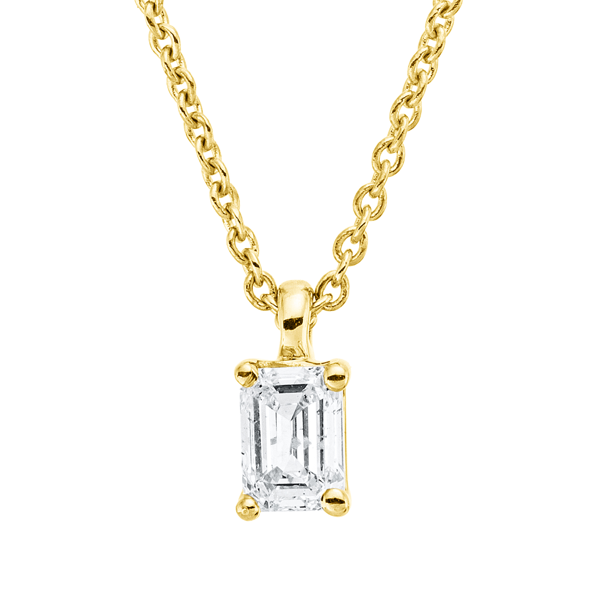 Solitaire Collier 4er-Krappe 18kt Gelbgold mit ZÖ 42 cm mit 0,19ct Diamanten