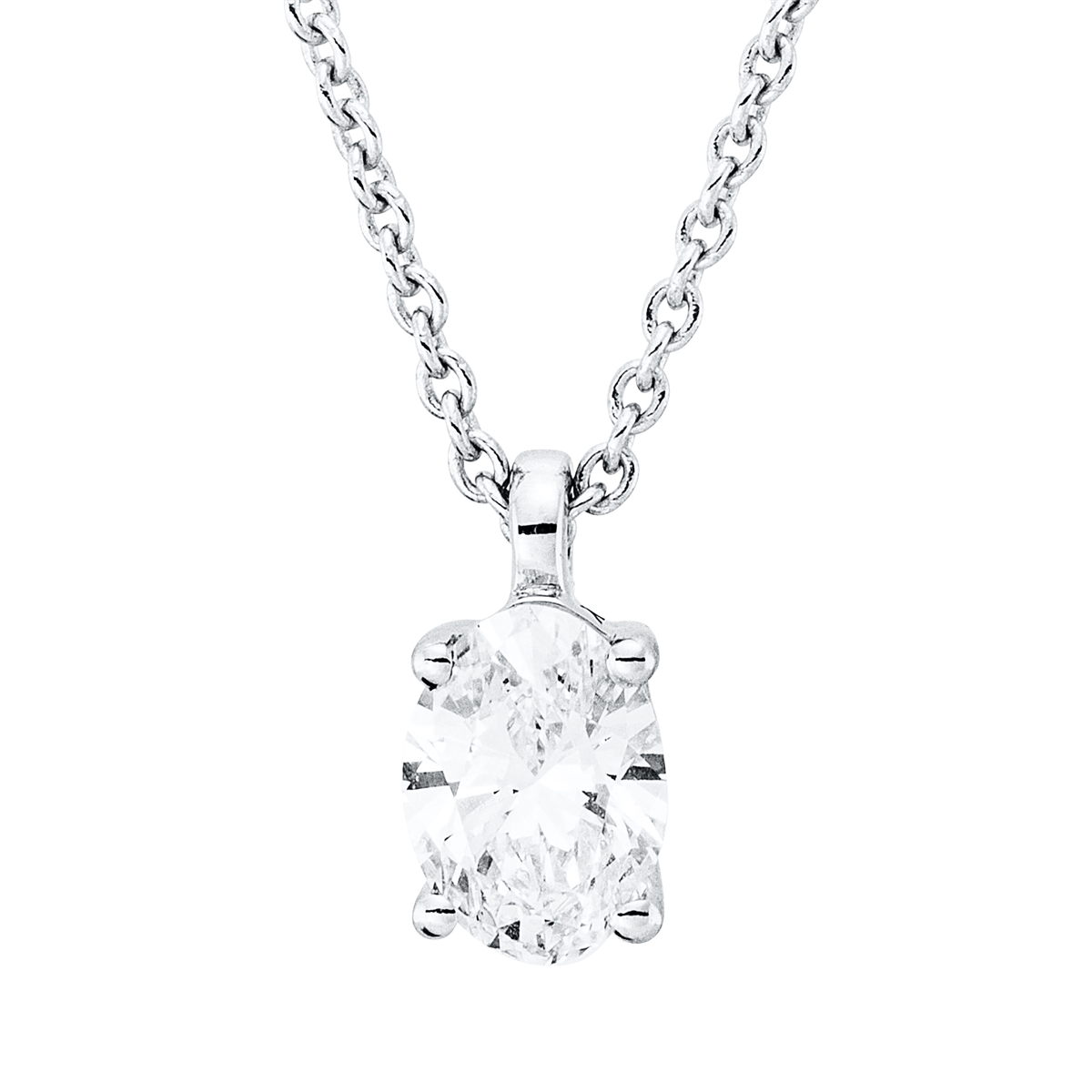 Solitaire Collier  18kt Weißgold GIA1528769515, ZÖ 42 cm mit 0,30ct Diamanten