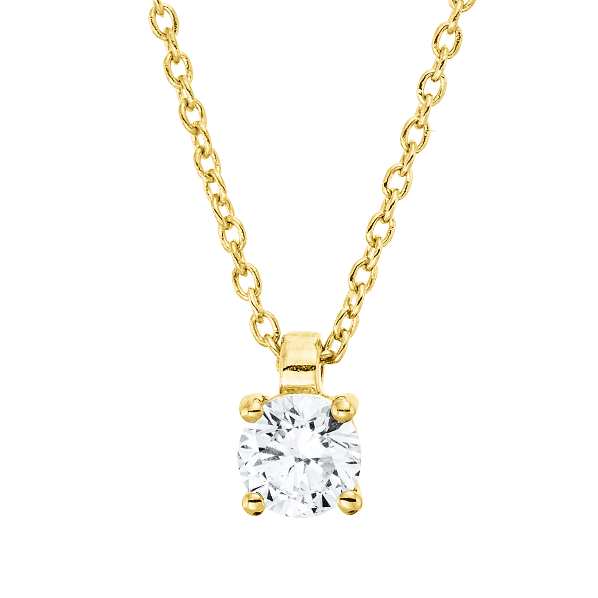 Solitaire Collier 4er-Krappe 18kt Gelbgold mit ZÖ 42 cm mit 0,25ct Diamanten