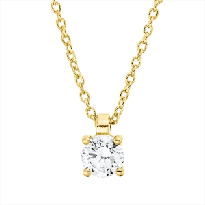 Solitaire Collier 4er-Krappe 18kt Gelbgold mit ZÖ 42 cm mit 0,25ct Diamanten
