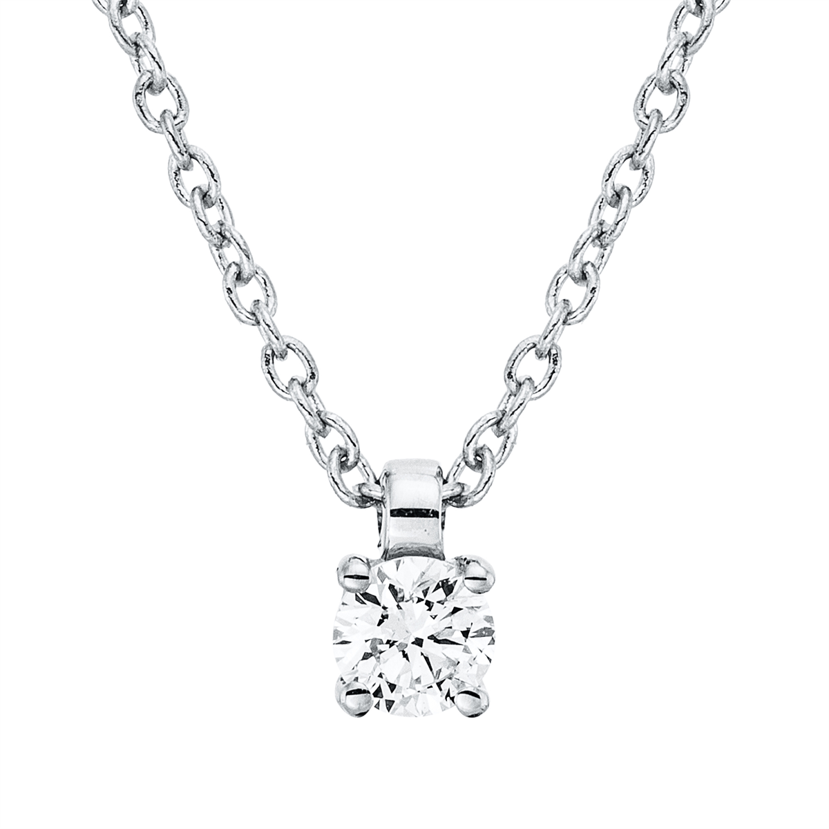 Solitaire Collier 4er-Krappe 18kt Weißgold mit ZÖ 42 cm mit 0,10ct Diamanten