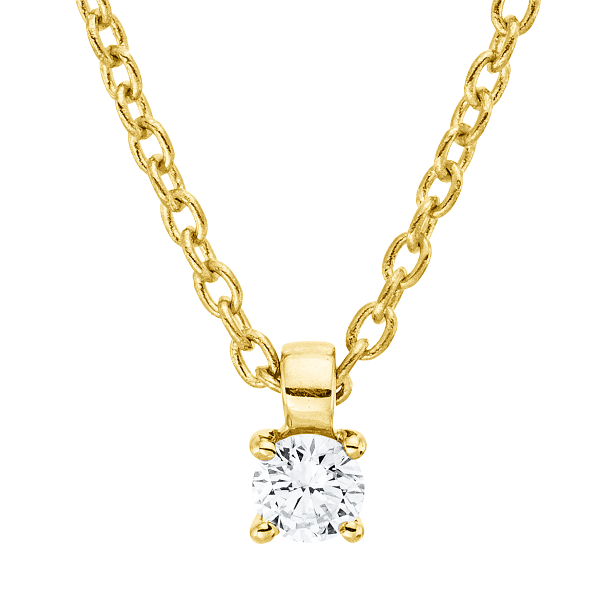 Solitaire Collier 4er-Krappe 18kt Gelbgold mit ZÖ 42 cm mit 0,05ct Diamanten