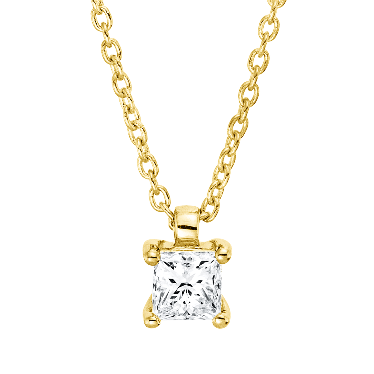 Solitaire Collier 4er-Krappe 18kt Gelbgold mit ZÖ 42 cm mit 0,20ct Diamanten