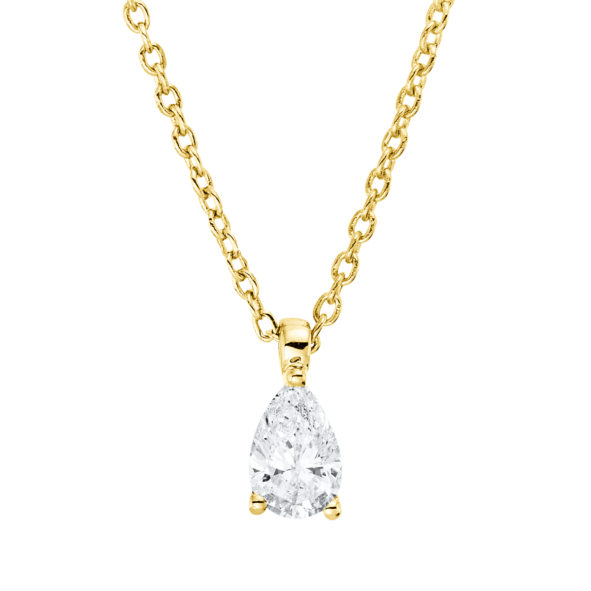 Solitaire Collier 3er-Krappe 18kt Gelbgold mit ZÖ 42 cm mit 0,20ct Diamanten