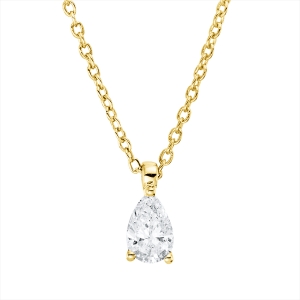 Solitaire Collier 3er-Krappe 18kt Gelbgold mit ZÖ 42 cm mit 0,20ct Diamanten