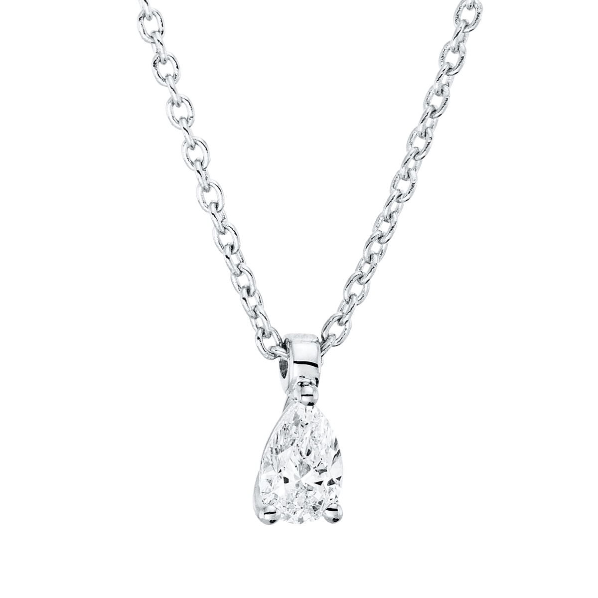 Solitaire Collier 3er-Krappe 18kt Weißgold mit ZÖ 42 cm mit 0,14ct Diamanten
