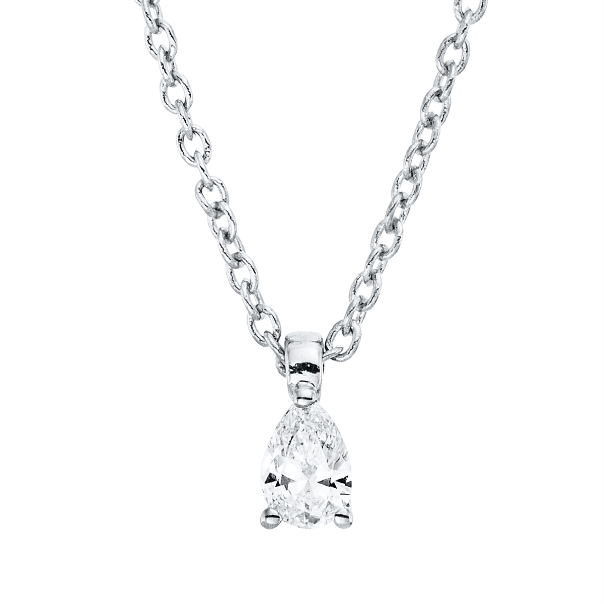 Solitaire Collier 3er-Krappe 18kt Weißgold mit ZÖ 42 cm mit 0,10ct Diamanten