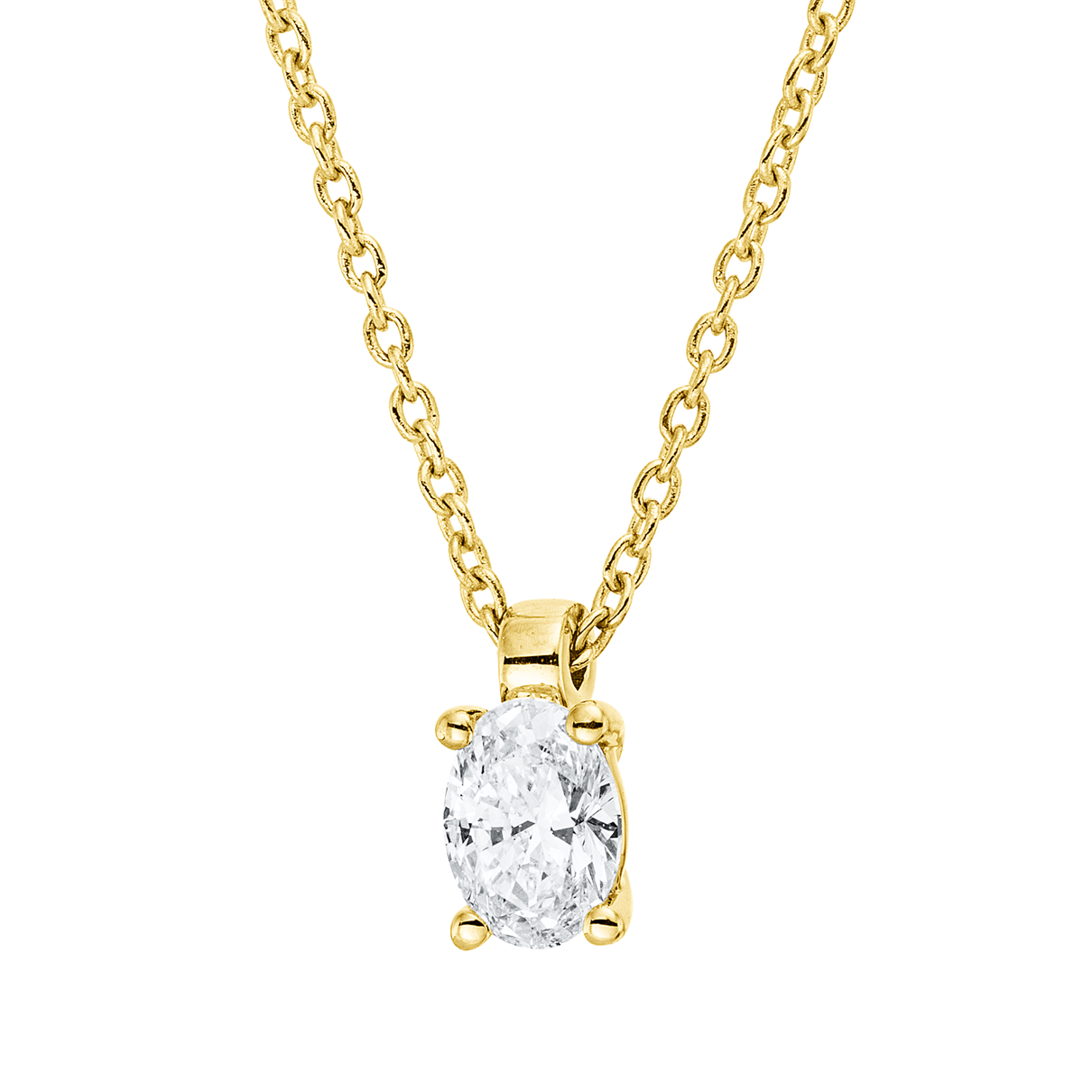 Solitaire Collier 4er-Krappe 18kt Gelbgold mit ZÖ 42 cm mit 0,25ct Diamanten