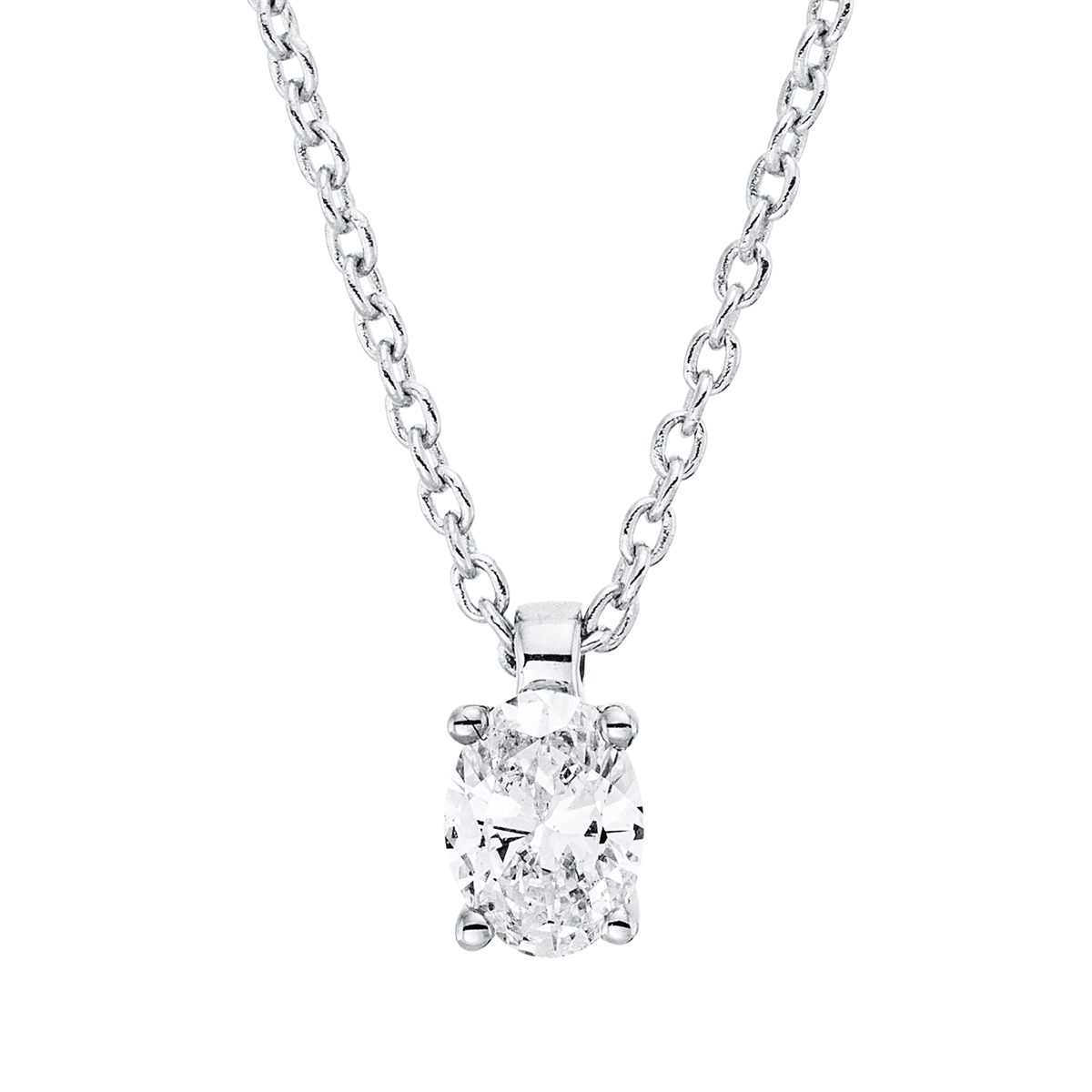 Solitaire Collier 4er-Krappe 18kt Weißgold mit ZÖ 42 cm mit 0,20ct Diamanten