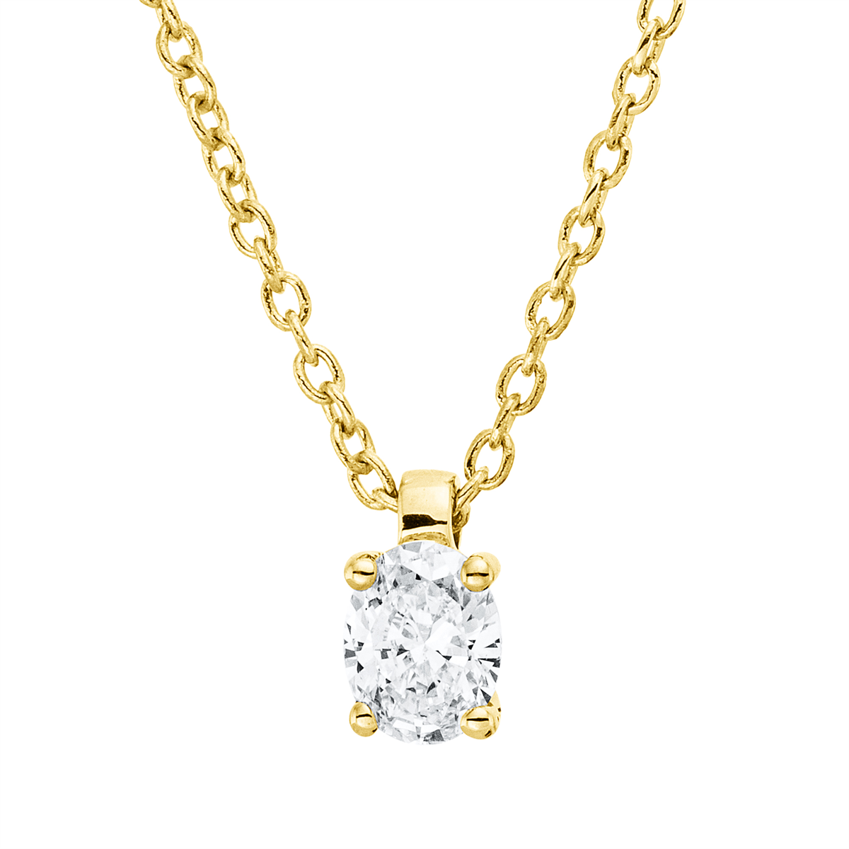 Solitaire Collier 4er-Krappe 18kt Gelbgold mit ZÖ 42 cm mit 0,17ct Diamanten