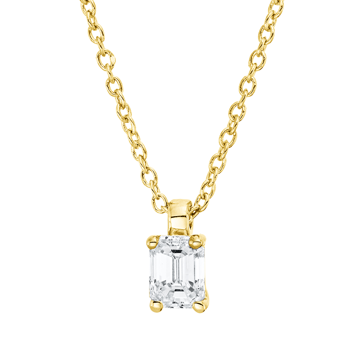 Solitaire Collier 4er-Krappe 18kt Gelbgold mit ZÖ 42 cm mit 0,27ct Diamanten