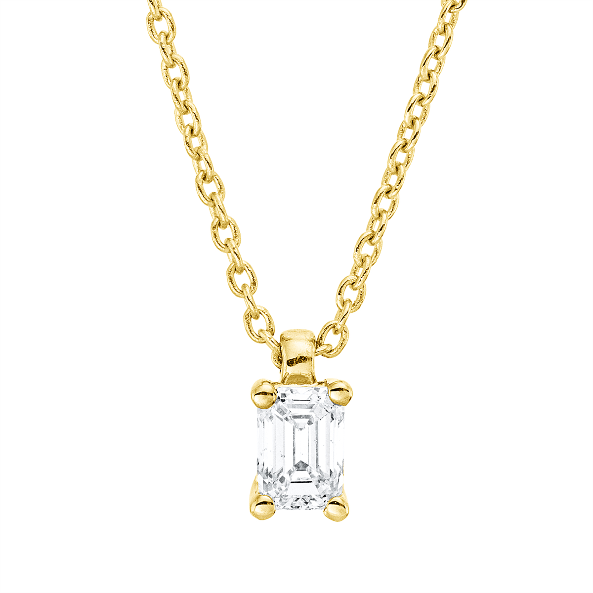 Solitaire Collier 4er-Krappe 18kt Gelbgold mit ZÖ 42 cm mit 0,20ct Diamanten