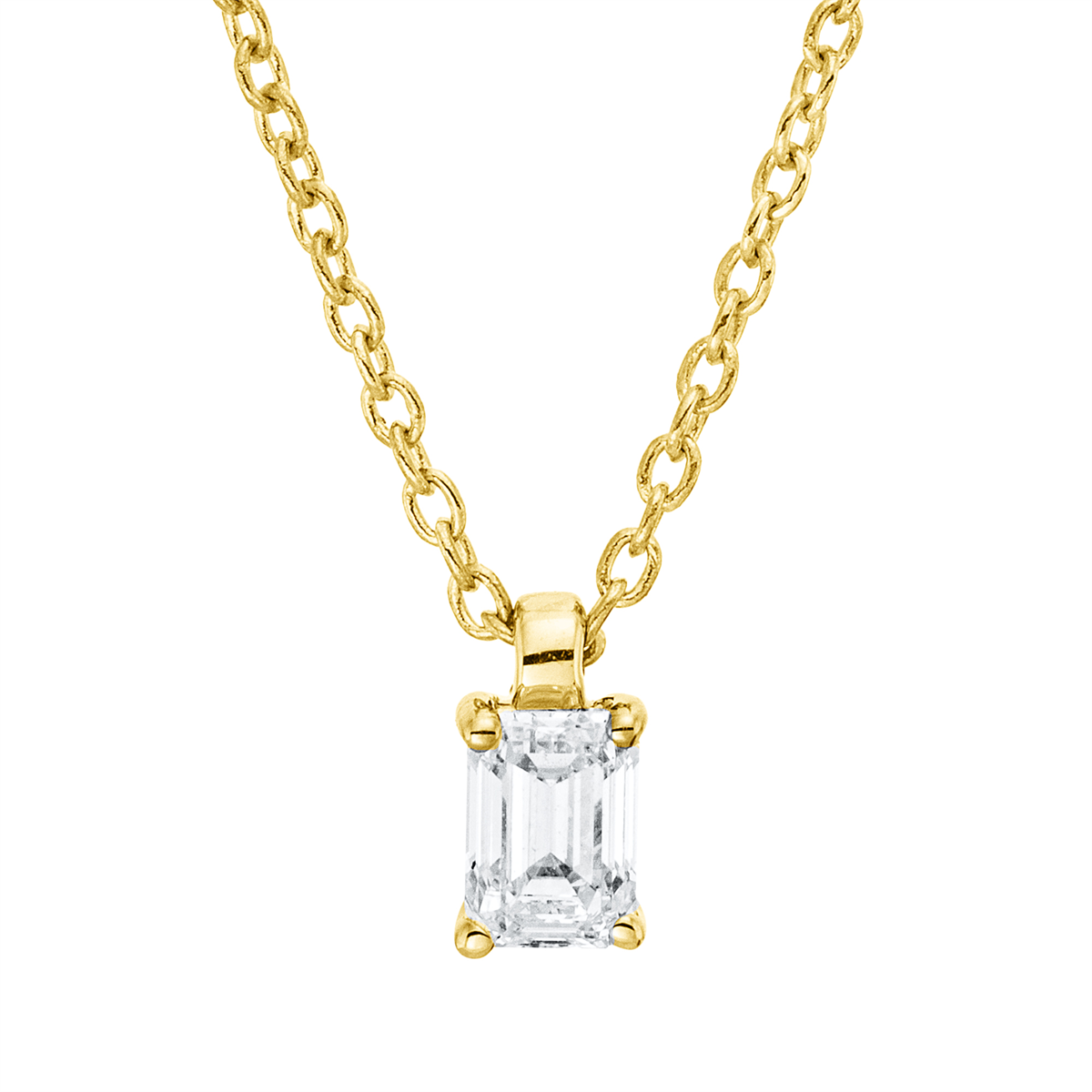 Solitaire Collier 4er-Krappe 18kt Gelbgold mit ZÖ 42 cm mit 0,16ct Diamanten