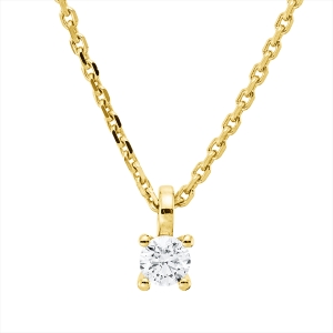 Solitaire Collier 4er-Krappe 18kt Gelbgold mit ZÖ 42 cm mit 0,15ct Diamanten