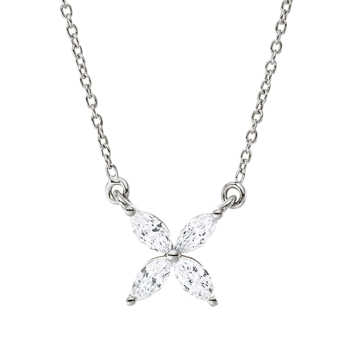 Collier 18 kt WG, mit ZÖ 40 cm + 42,5 cm