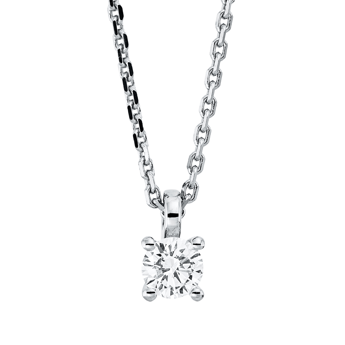 Solitaire Collier 4er-Krappe 18kt Weißgold mit ZÖ 42 cm mit 0,25ct Diamanten
