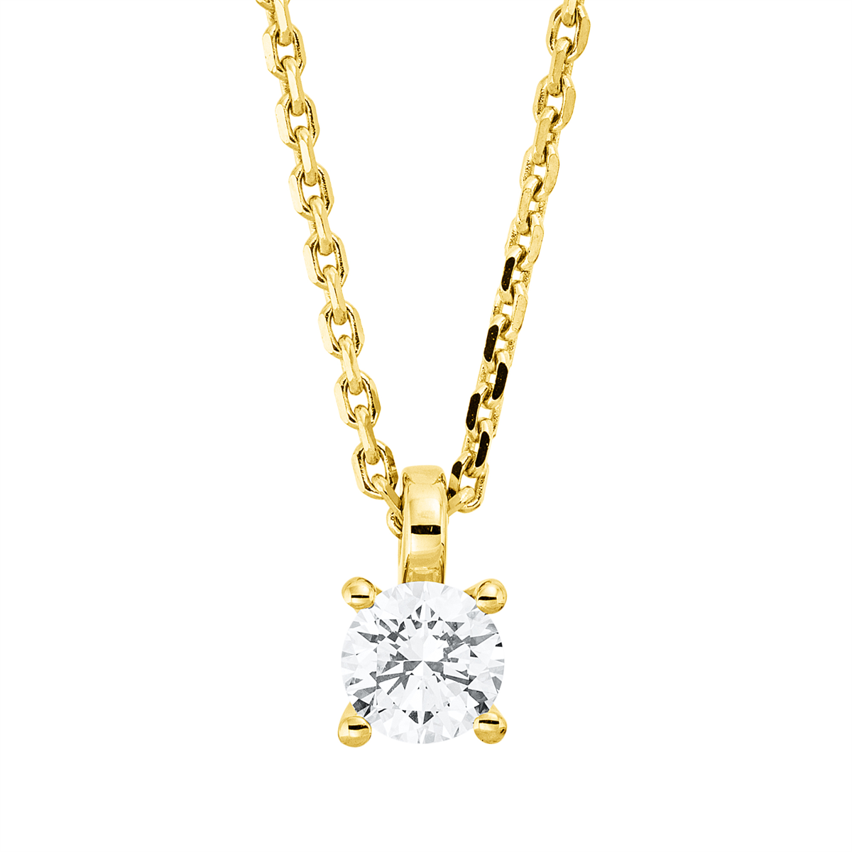Solitaire Collier 4er-Krappe 18kt Gelbgold GIA6442879103, ZÖ 42 cm mit 0,31ct Diamanten