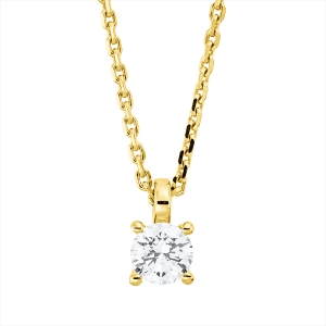 Solitaire Collier 4er-Krappe 18kt Gelbgold GIA6442879103, ZÖ 42 cm mit 0,31ct Diamanten