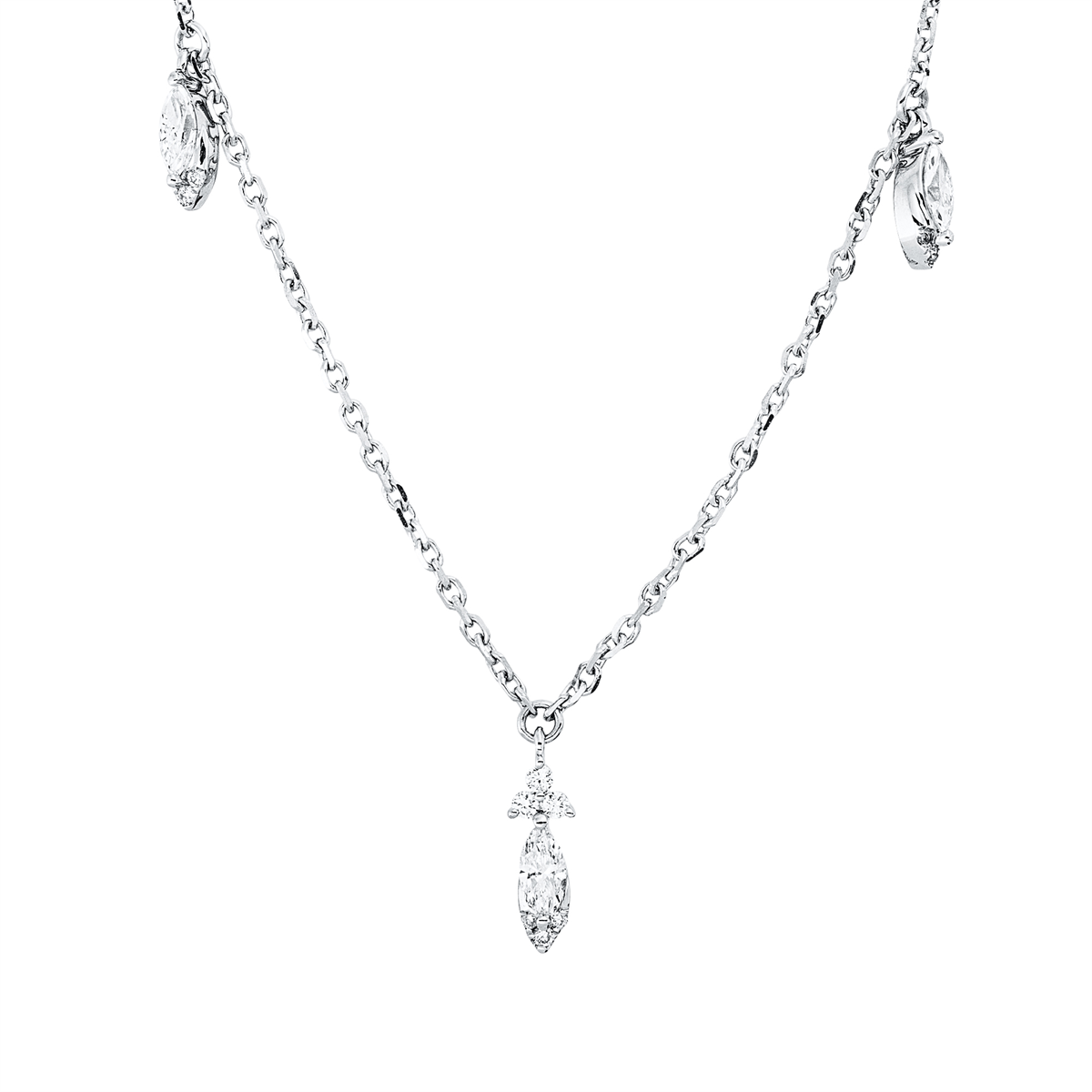 Collier 18 kt WG, mit ZÖ 40 cm