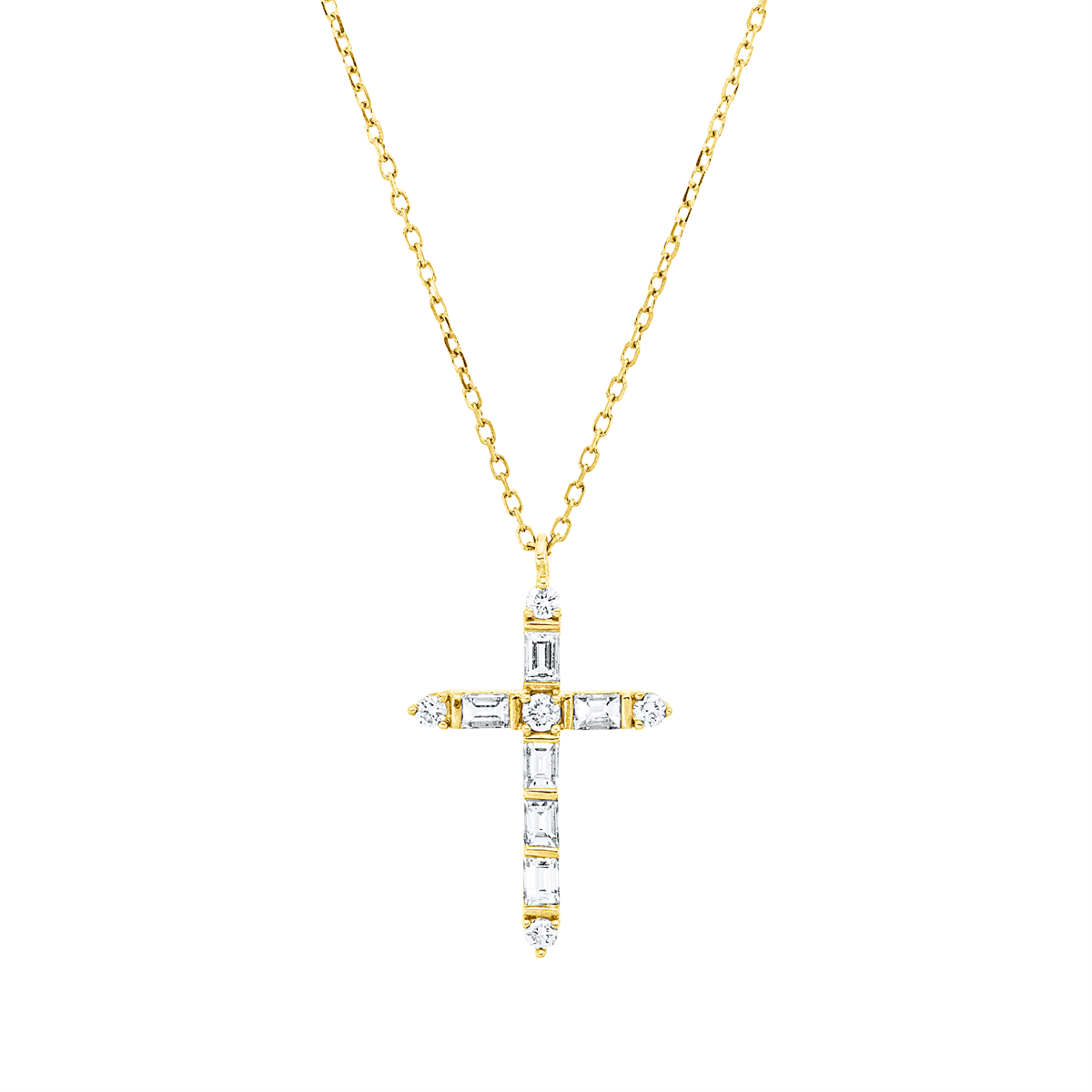 Collier 18 kt GG Kreuz, mit ZÖ 40,6 cm