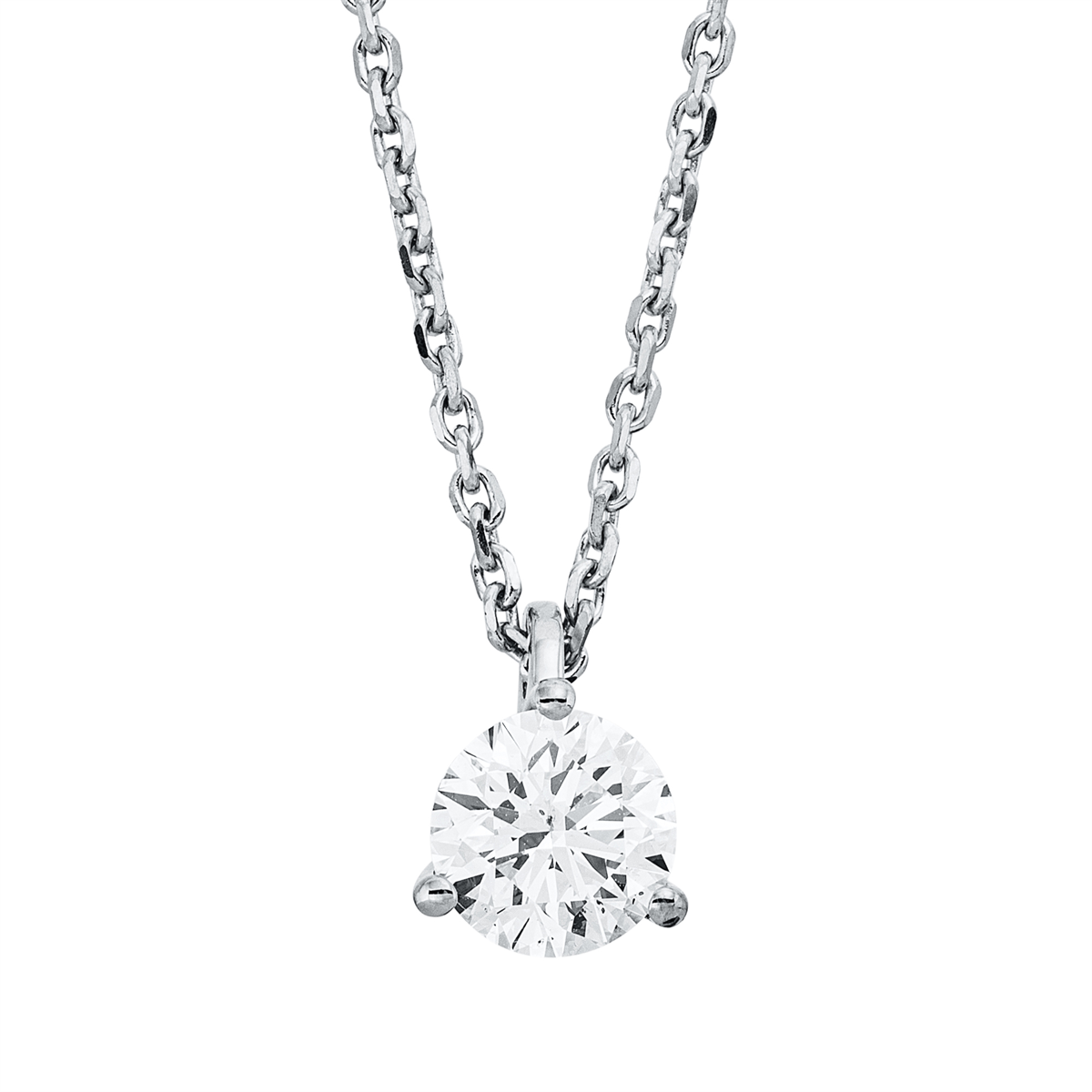 Solitaire Collier 3er-Krappe 18kt Weißgold GIA7516908462, ZÖ 42 cm mit 1,00ct Diamanten