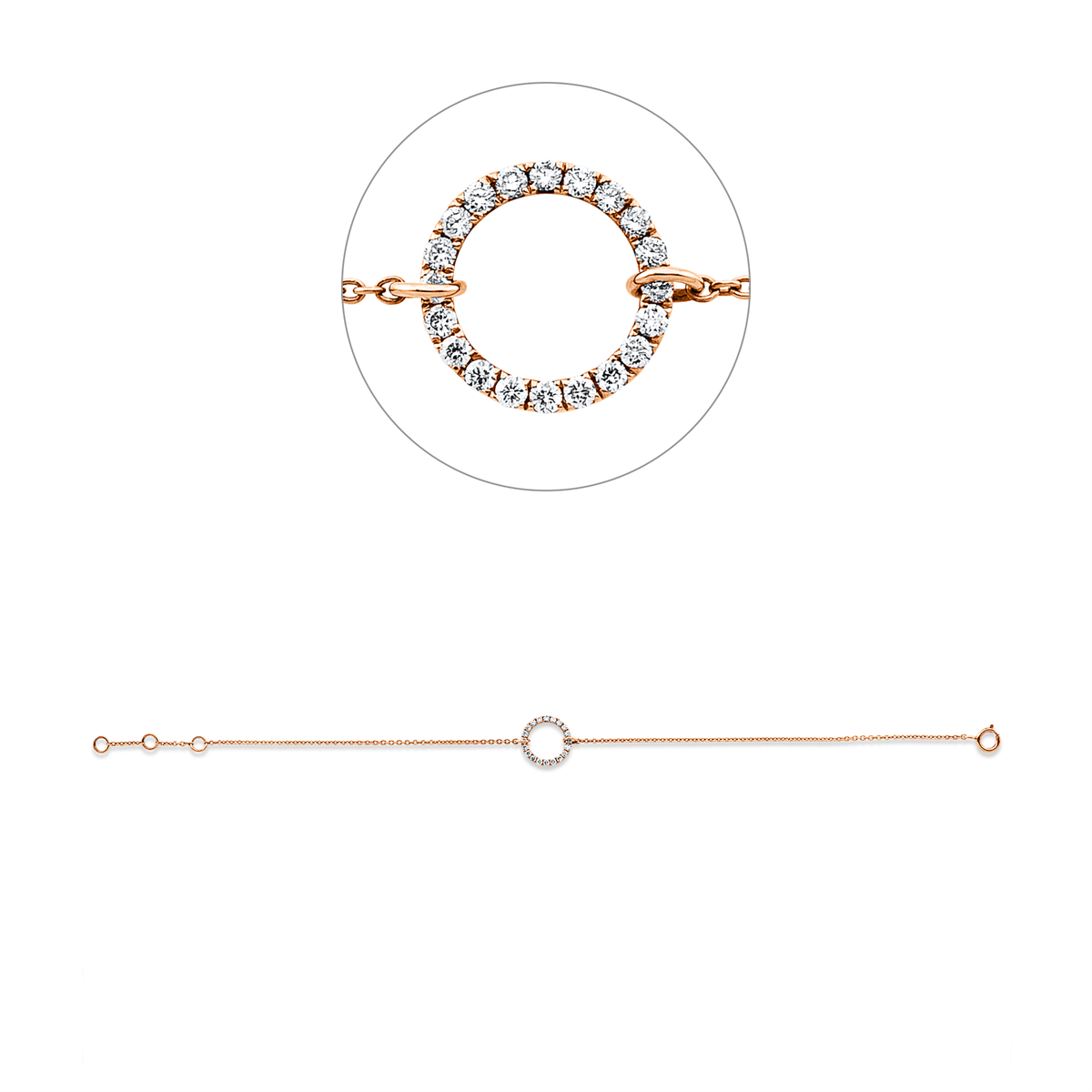 Armband  18kt Rotgold  Kreis mit 0,21ct Diamanten