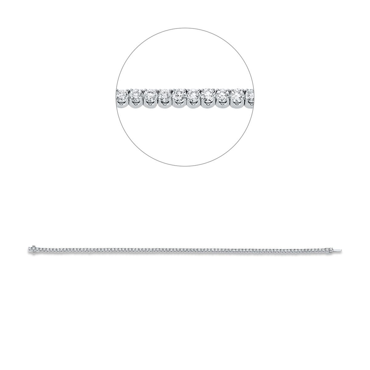 Tennisarmband 4er-Krappe 18kt Weißgold With American Lock mit 2,50ct Diamanten