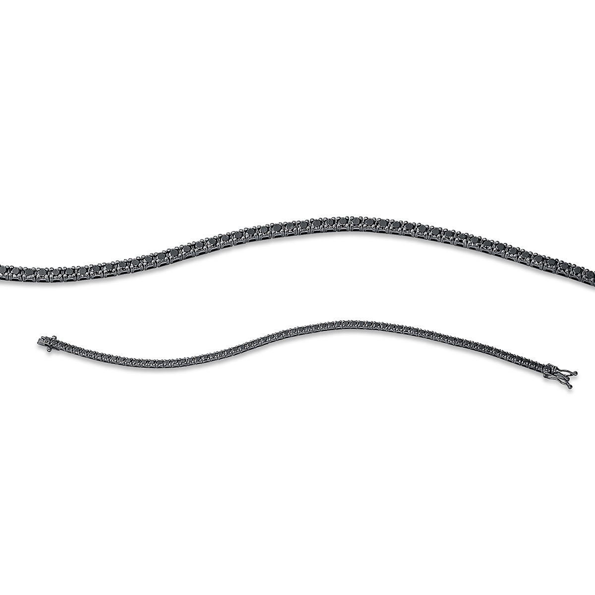 Tennisarmband 4er-Krappe 18kt Weißgold Fassung schwarz rhodiniert mit 2,95ct Diamanten