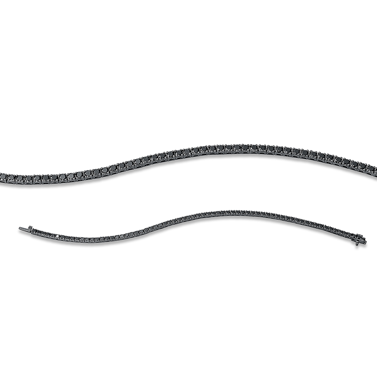 Tennisarmband 4er-Krappe 18kt Weißgold Fassung teils schwarz rhodinie mit 3,39ct Diamanten