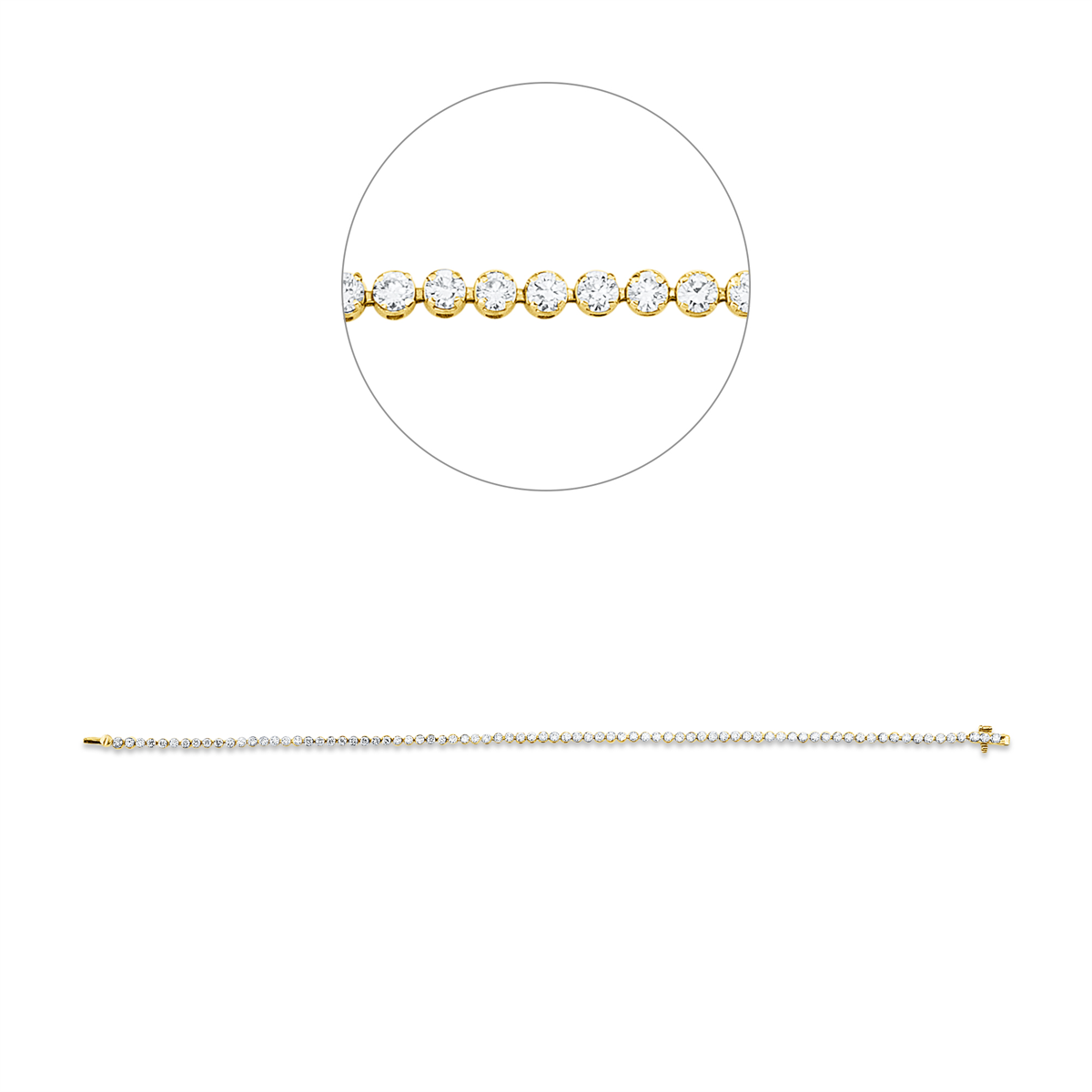 Tennisarmband  18kt Gelbgold Fassung rhodiniert mit 1,64ct Diamanten