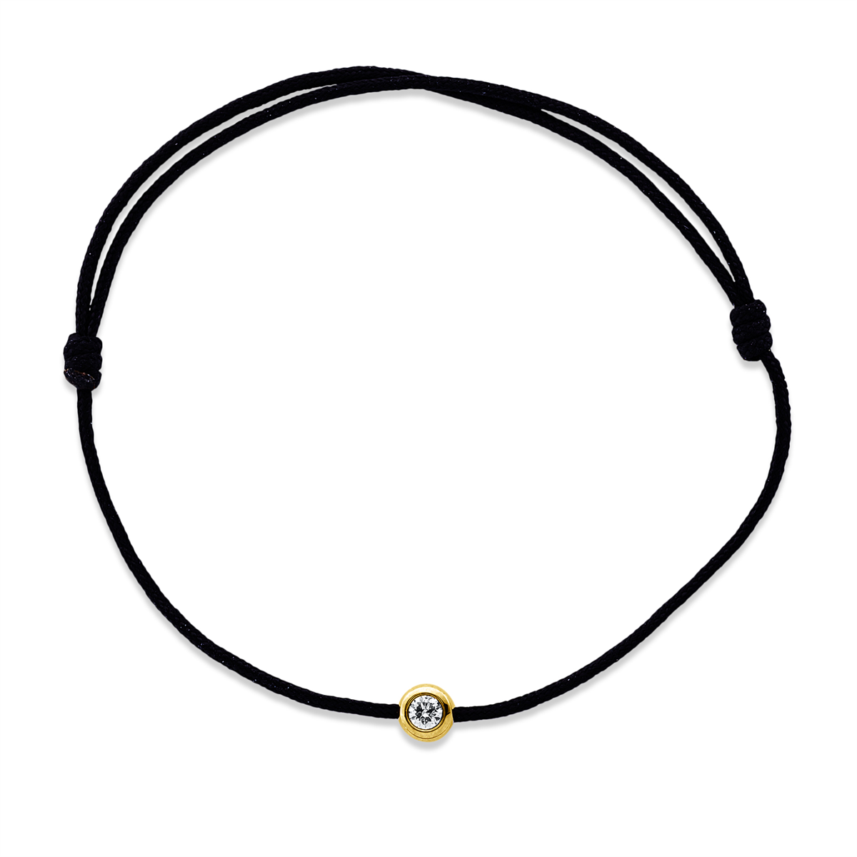 Armband Zarge 18 kt GG, schwarzes cord 15,5-19,5cm