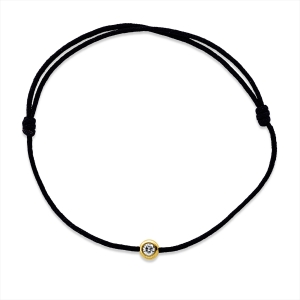 Armband Zarge 18 kt GG, schwarzes cord 15,5-19,5cm