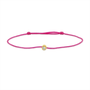 Armband 18 kt GG, pink cord 15,5-19,5cm