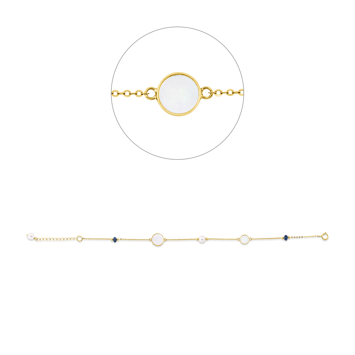 Armband  18kt Gelbgold mit ZÖ 18 cm mit Farbstein