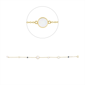 Armband  18kt Gelbgold mit ZÖ 18 cm mit Farbstein