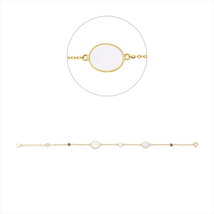 Armband  18kt Gelbgold mit ZÖ 19 cm mit Farbstein