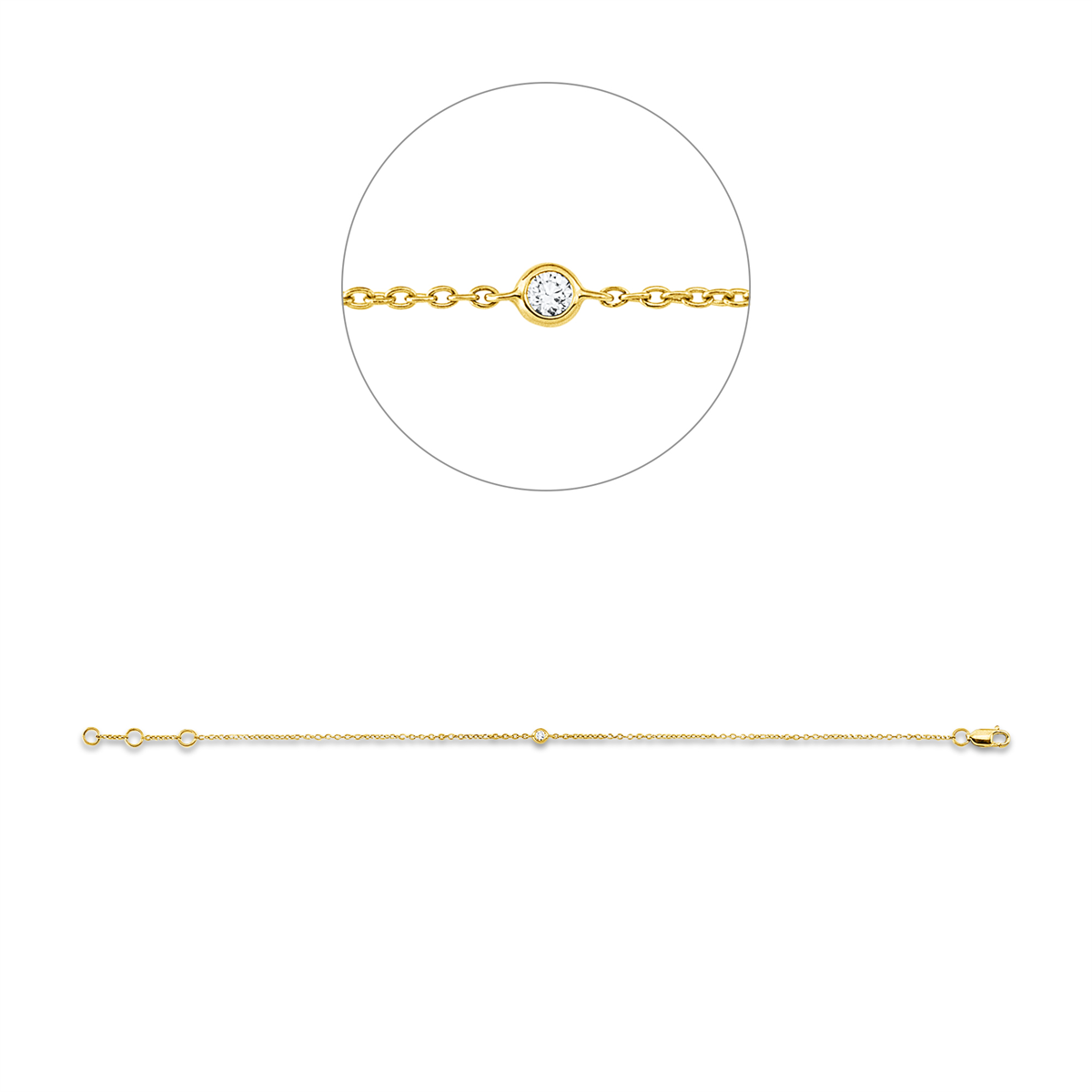 Armband Zarge 18 kt GG, mit ZÖ 16 cm, 17cm