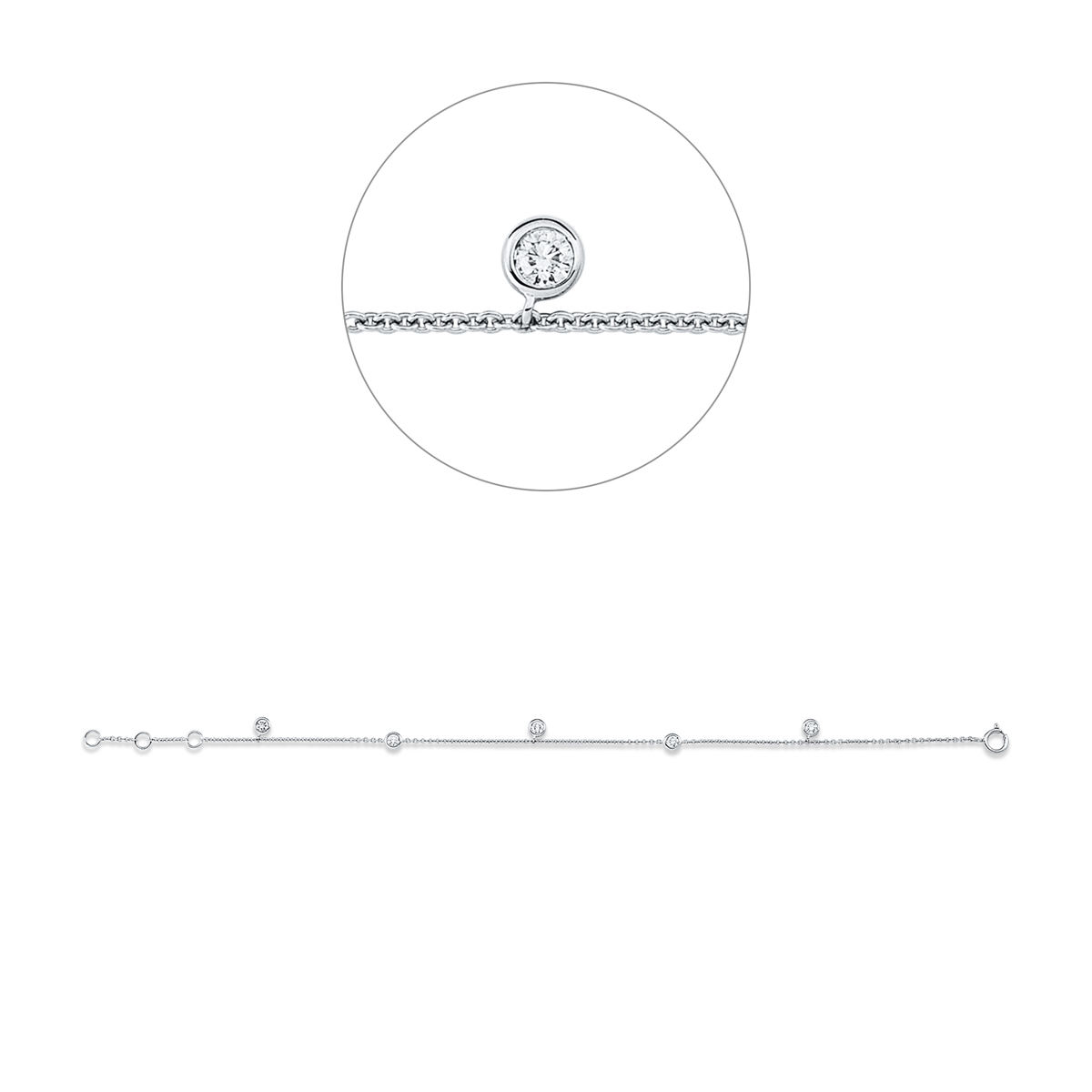 Armband Zarge 18 kt WG, mit ZÖ 15,5 cm + 16,5 cm