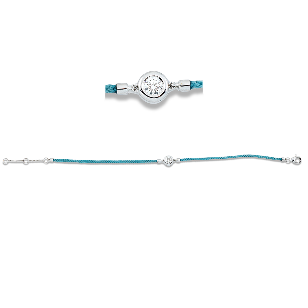Armband Zarge 18 kt WG, Türkis cord, ZÖ 15+16,5 cm