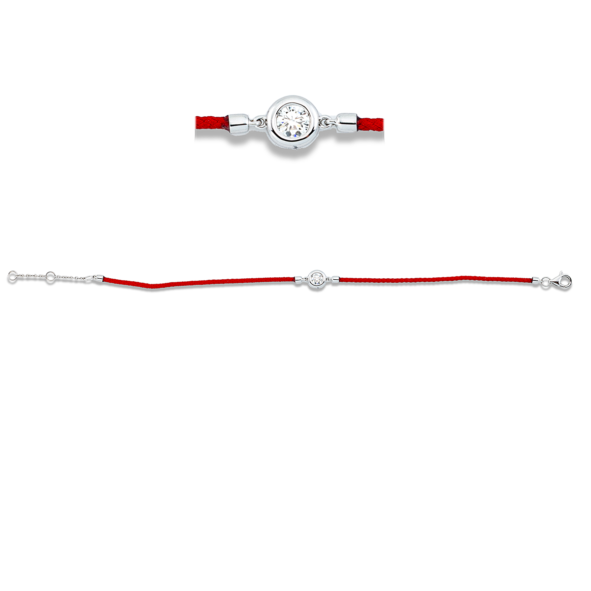 Armband Zarge 18 kt WG, Red cord, ZÖ 15+16,5 cm