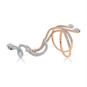 Armreif 18 kt RG+WG Schlange, Fassung teils schwarz rhodin