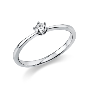 Solitaire Ring 6er-Krappe 18kt Weißgold mit 0,15ct Diamanten
