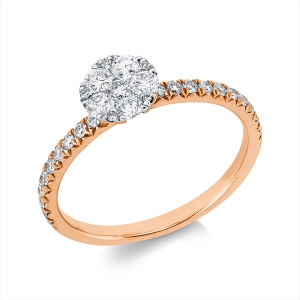 Ring 18 kt RG, Fassung rhodiniert