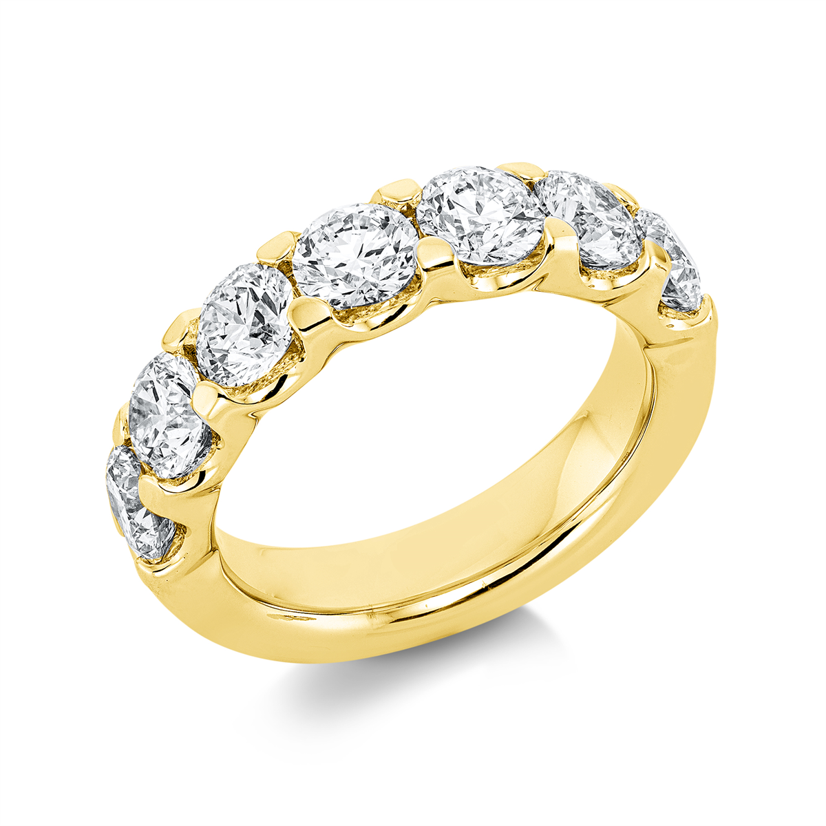 Memoire halb Ring 4er-Krappe 18kt Gelbgold 7 GIA's mit 2,80ct Diamanten