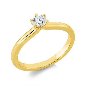 Solitaire Ring 6er-Krappe 18kt Gelbgold mit 0,25ct Diamanten