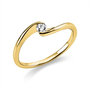 Solitaire Ring  14kt Gelbgold mit 0,10ct Diamanten