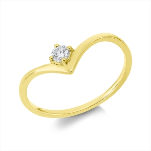 Solitaire Ring 4er-Krappe 18kt Gelbgold mit 0,11ct Diamanten