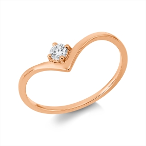 Solitaire Ring 4er-Krappe 18kt Gelbgold mit 0,11ct Diamanten